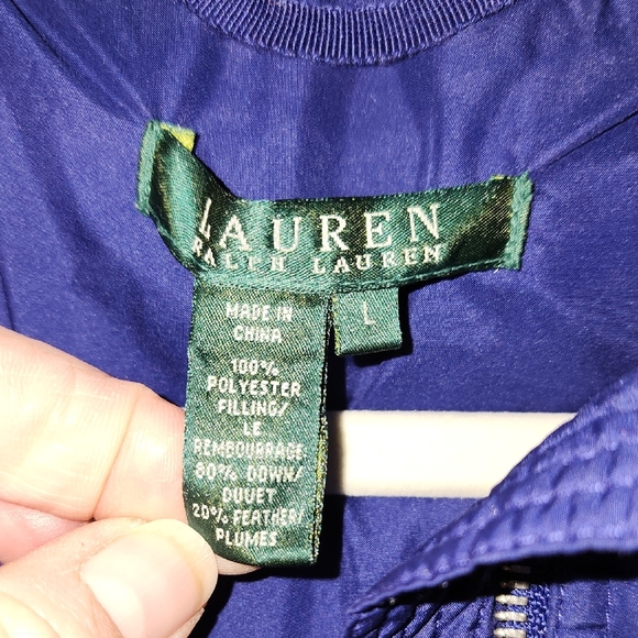 Lauren Ralph Lauren Deep Blue Puffer Jacket Size Large PTP 24in Length 26 In - Picture 6 of 9
